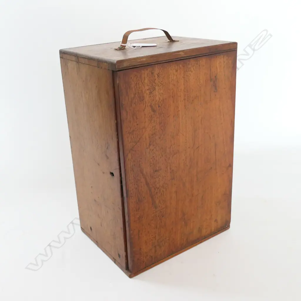 LACQUERED & BRASS MICROSCOPE, CAST TRIPOD STAND BARREL ENGRAVED 'MEDICAL SUPPLY ASSn, AGENTS for J.PARKES & SON. IN BOX Image 1++